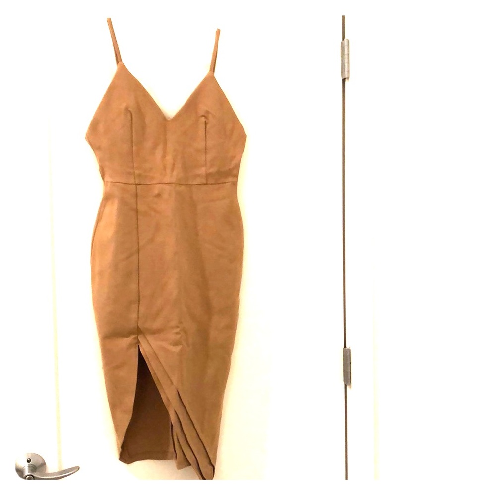 Camel colored midi dress